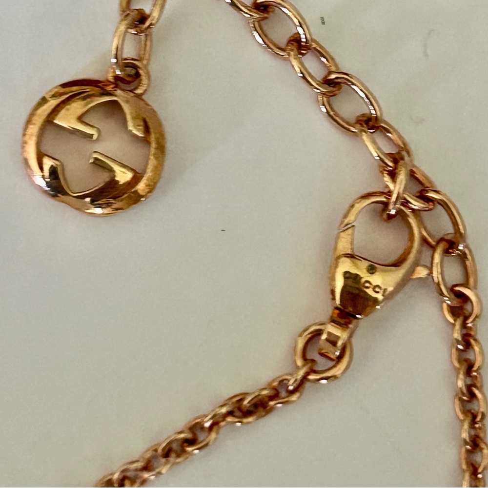 🩷🩷🩷GUCCI Crystal Logo Necklace + Ring Set • Rose Gold • Pavé Bling - Picture 4 of 14